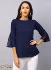 Blue Colour Latest Fancy Stylish Lycra Russel Net Party Wear Ladies Top Collection 2784